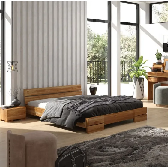 Table de chevet en chêne naturel chambre adulte collection INDIGO