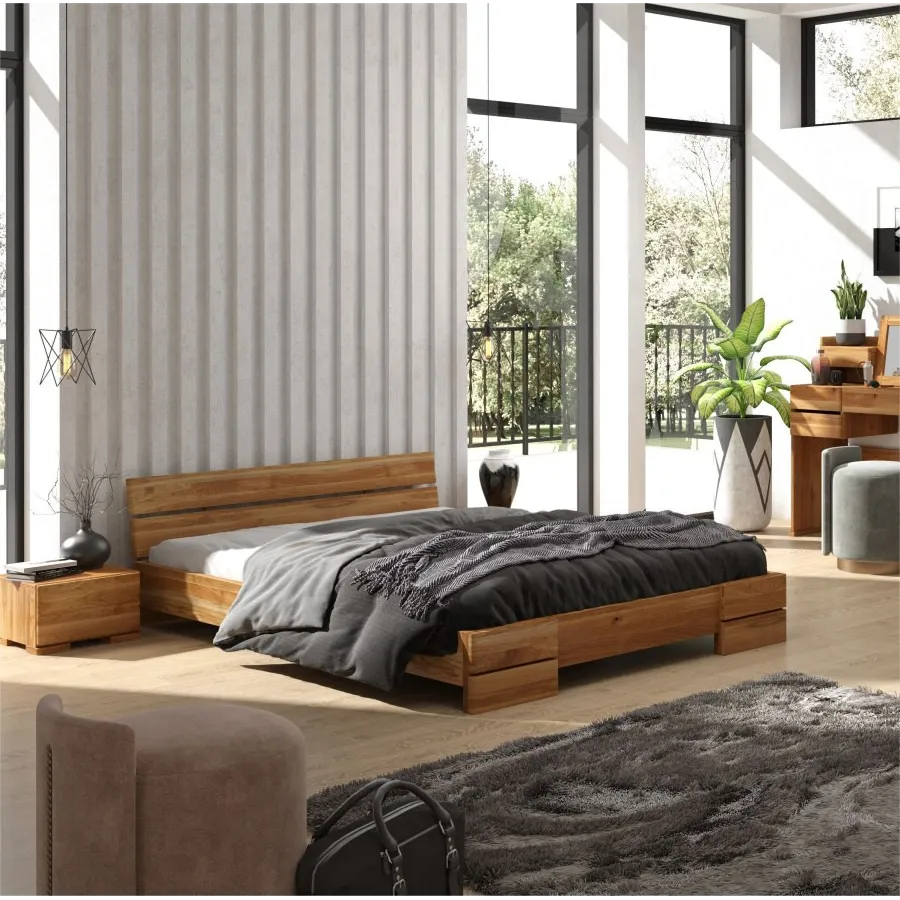 Table de chevet en chêne naturel chambre adulte collection INDIGO