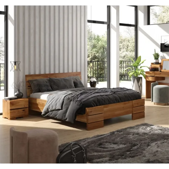 Chevet chêne massif naturel chambre adulte collection INDIGO