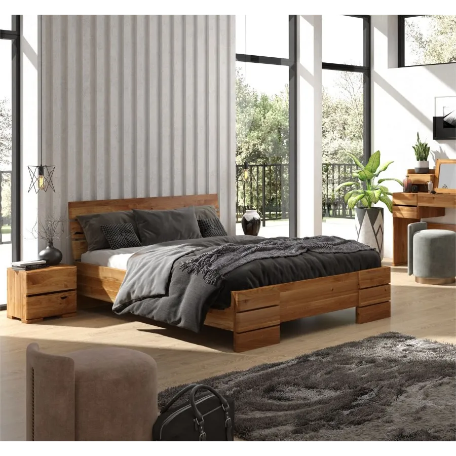 Chevet chêne massif naturel chambre adulte collection INDIGO