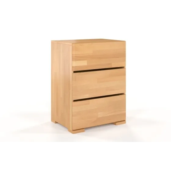 Commode en bois massif 3 tiroirs finition naturel collection NICEA
