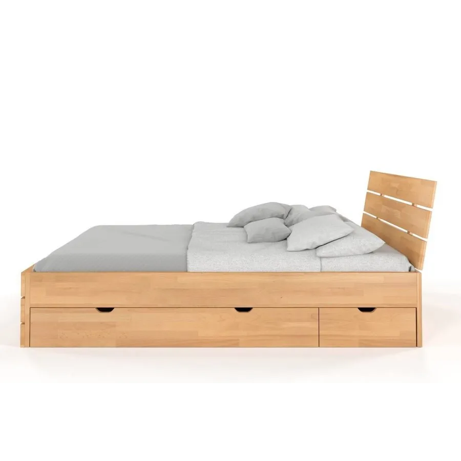 Lit en bois massif avec4 tiroirs de rangement collection INDIGO
