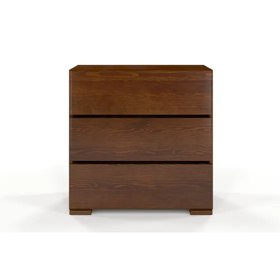 Commode en bois pin massif noyer 3 tiroirs collection NICEA