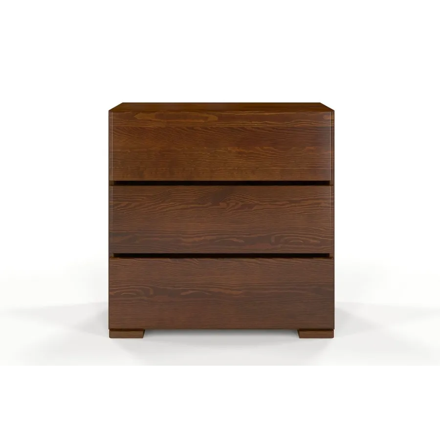 Commode en bois pin massif noyer 3 tiroirs collection NICEA
