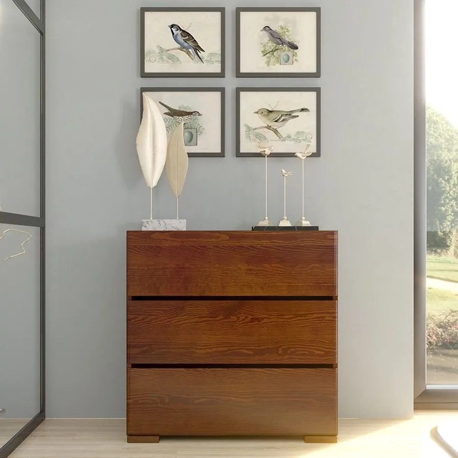 Commode en bois pin massif chambre adulte collection NICEA