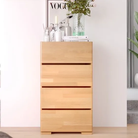 Commode haute en bois 4 tiroirs chambre adulte collection NICEA