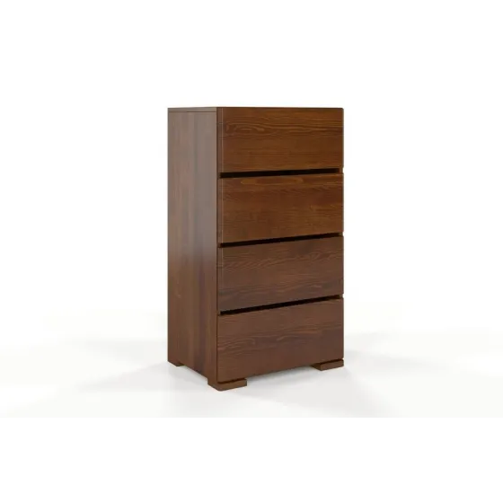 Commode haute en bois pin finition noyer collection NICEA