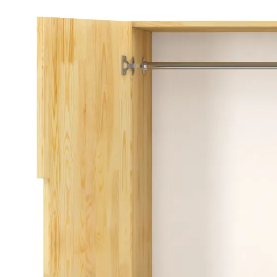 Armoire en bois pin naturel avec penderie collection BORGA