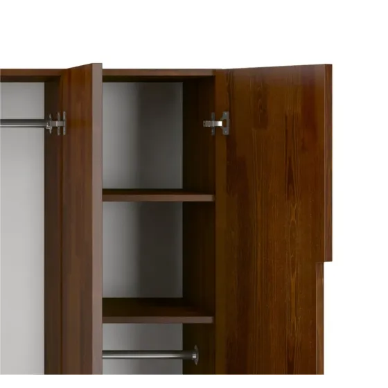 Armoire pin noyer avec étagères collection BORGA