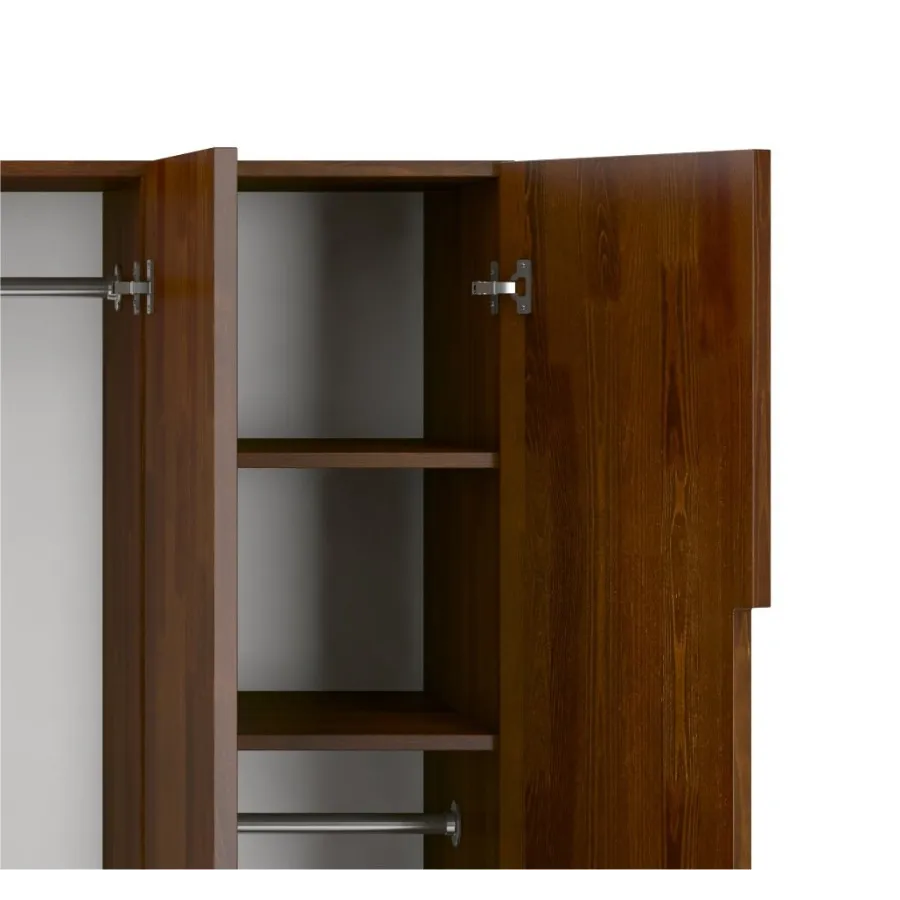 Armoire pin noyer avec étagères collection BORGA