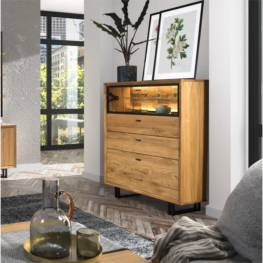 Buffet bois industriel 2 portes 2 tiroirs collection FACTORY