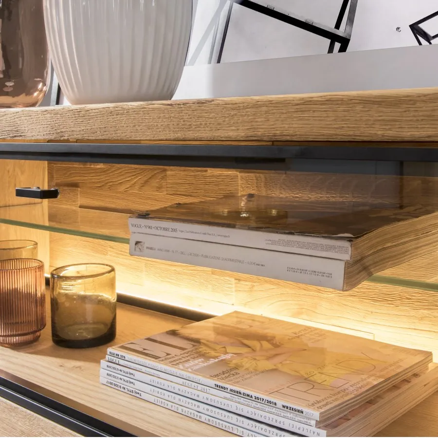 Buffet bois industriel avec lumières LED collection FACTORY