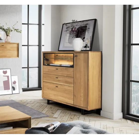 Buffet en chêne massif avec lumières LED collection FACTORY