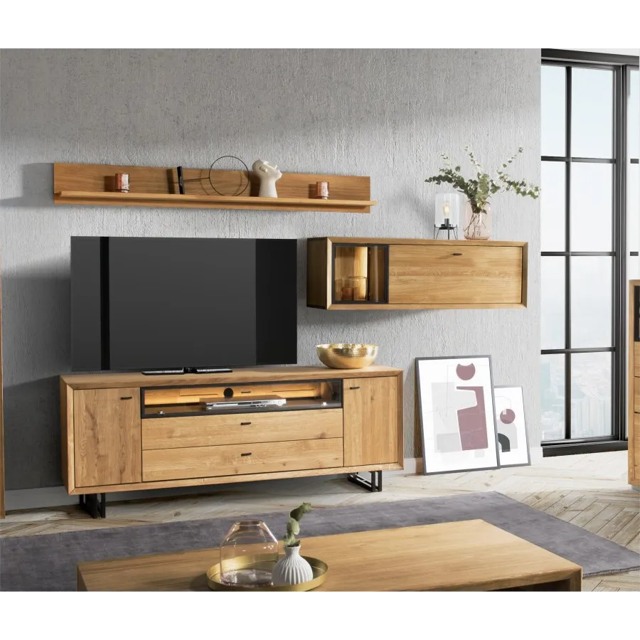 Meuble TV en chêne et métal collection  FACTORY