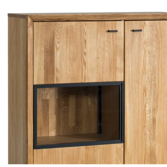 Vaisselier en bois chêne avec porte vitrée collection FACTORY