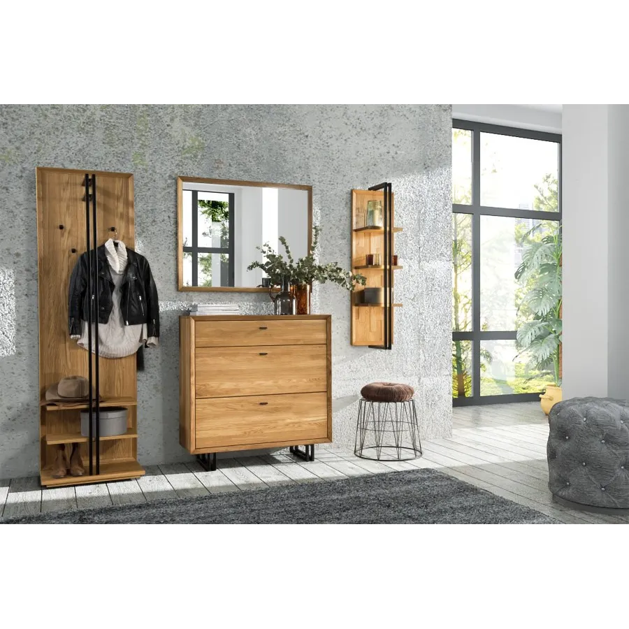 Miroir contour bois 100x80 cm pour entrée collection FACTORY
