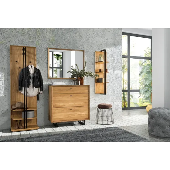 Porte manteau mural en bois et métal pour entrée collection FACTORY