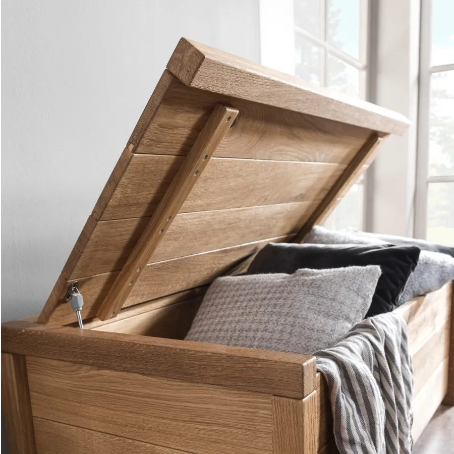 Coffre rangement chêne avec porte rabattable collection VERONA
