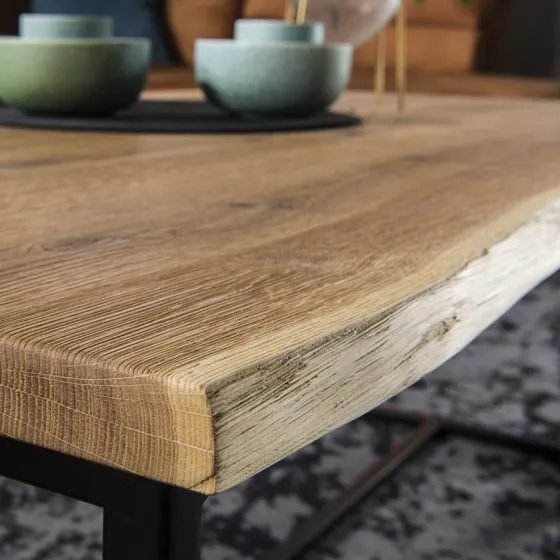 Table basse en bois et pieds métal avec plateau épaisseur 2,5 cm collection ARDEN