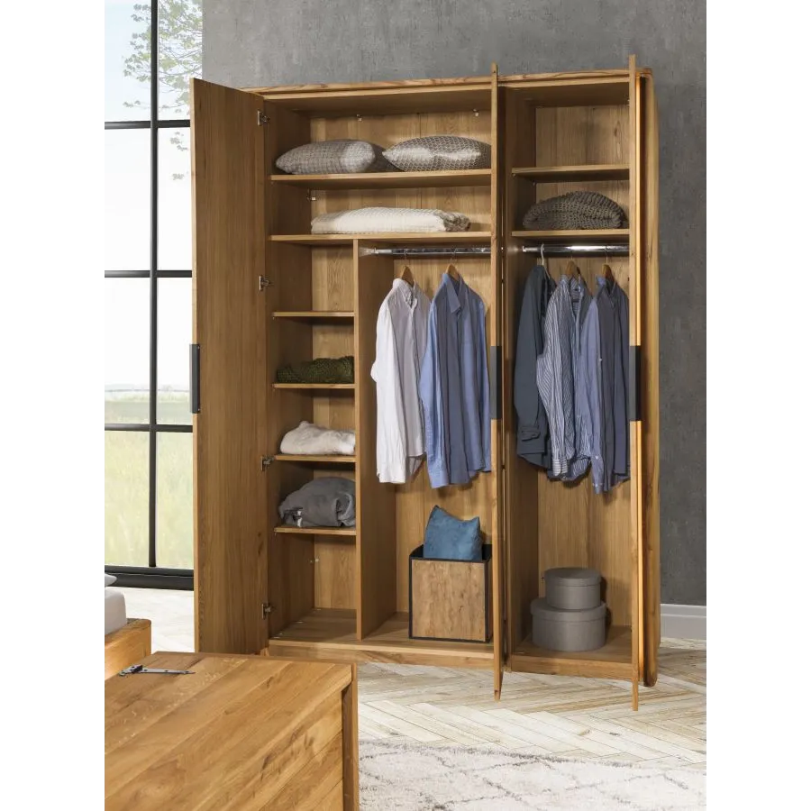 Armoire chêne 3 portes avec 2 penderie collection VERONA