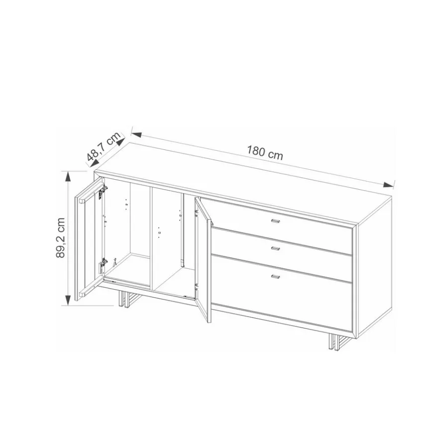 Buffet en bois massif 3 portes collection FACTORY