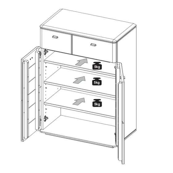 Meuble chaussure en bois 2 portes 2 tiroirs collection VERONA