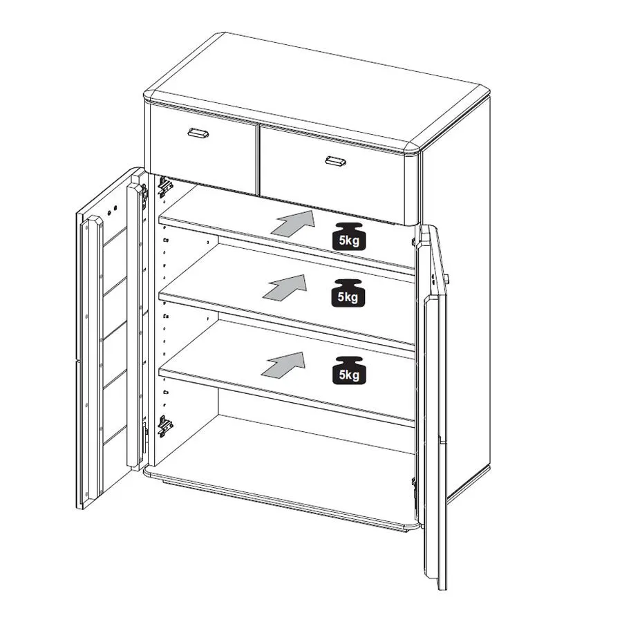 Meuble chaussure en bois 2 portes 2 tiroirs collection VERONA