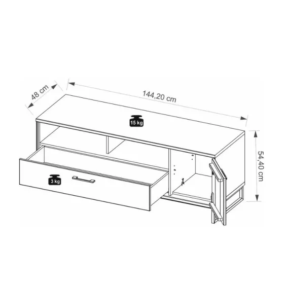 Meuble tv design bois 1 porte et 1 tiroir collection ARCO