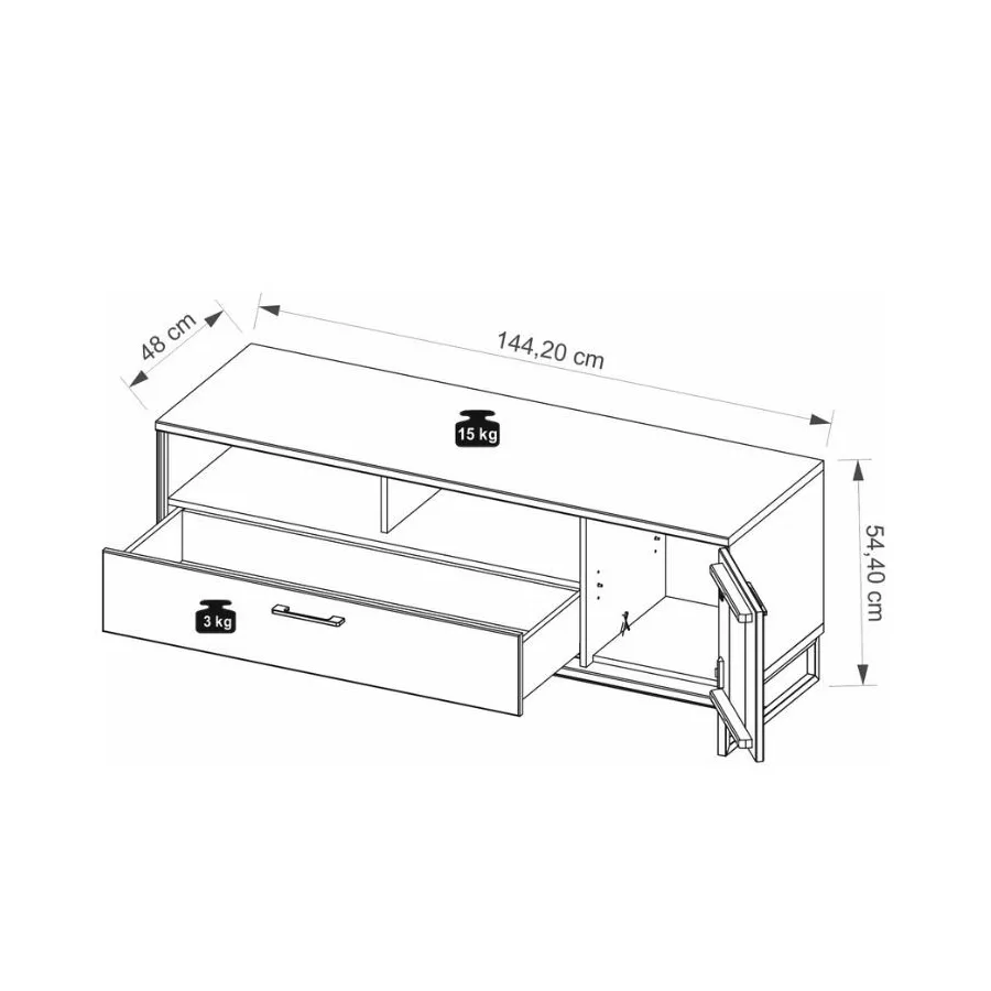 Meuble tv design bois 1 porte et 1 tiroir collection ARCO