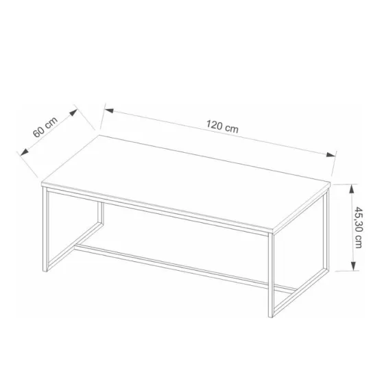 Table basse en bois massif et métal 120x60 cm collection ARCO