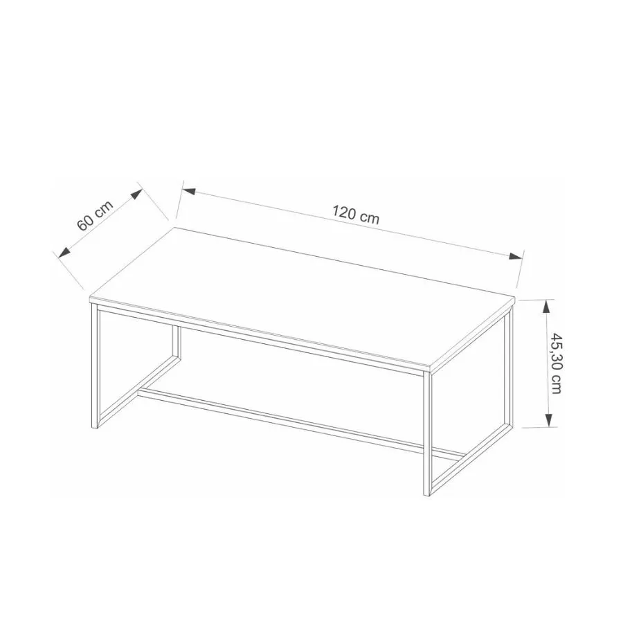 Table basse en bois massif et métal 120x60 cm collection ARCO