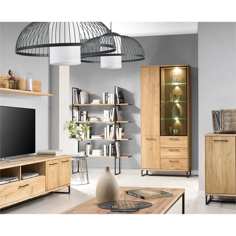 Bibliothèque en bois et métal 4 étagères pour salon collection ARCO