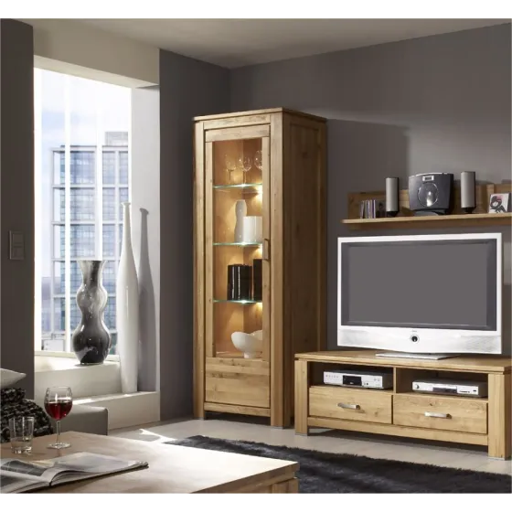 Vitrine en chêne et verre pour salon collection YORK