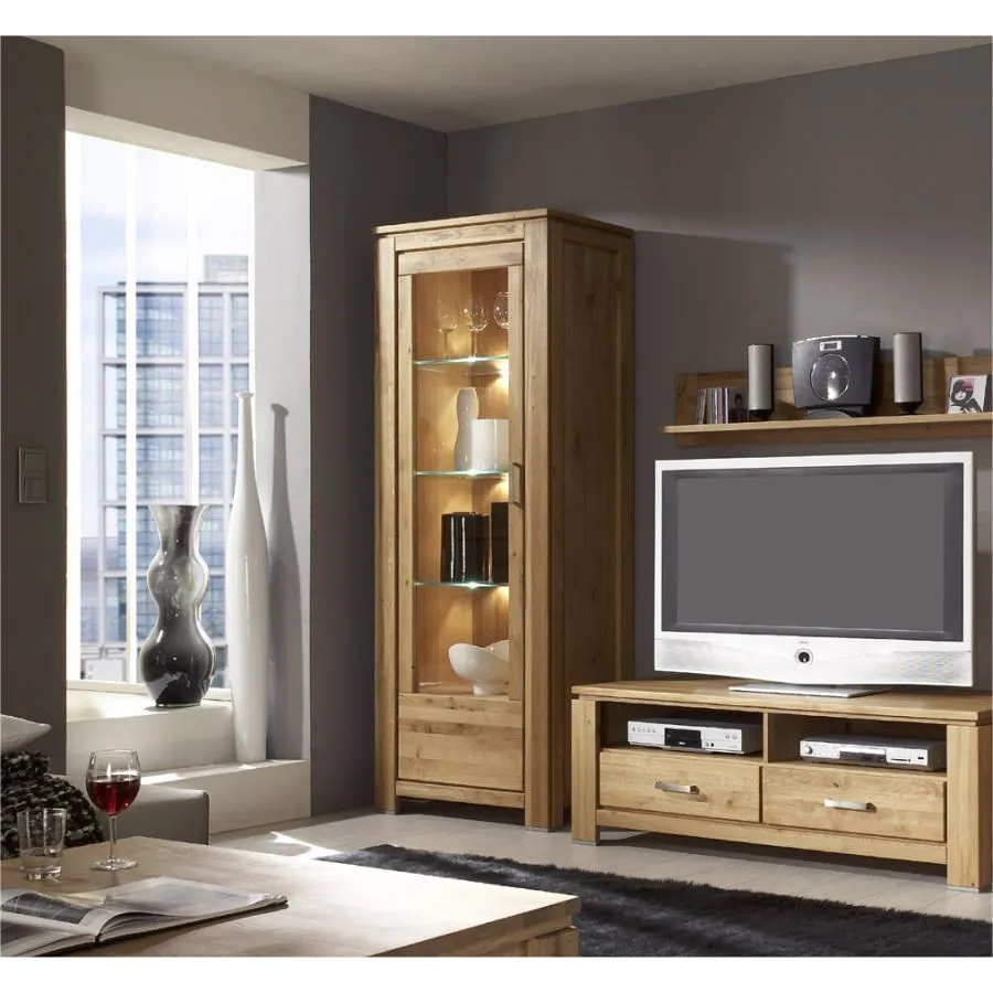 Vitrine en chêne et verre pour salon collection YORK