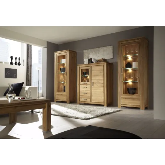 Vitrines en bois chêne massif avec porte vitrée  collection YORK
