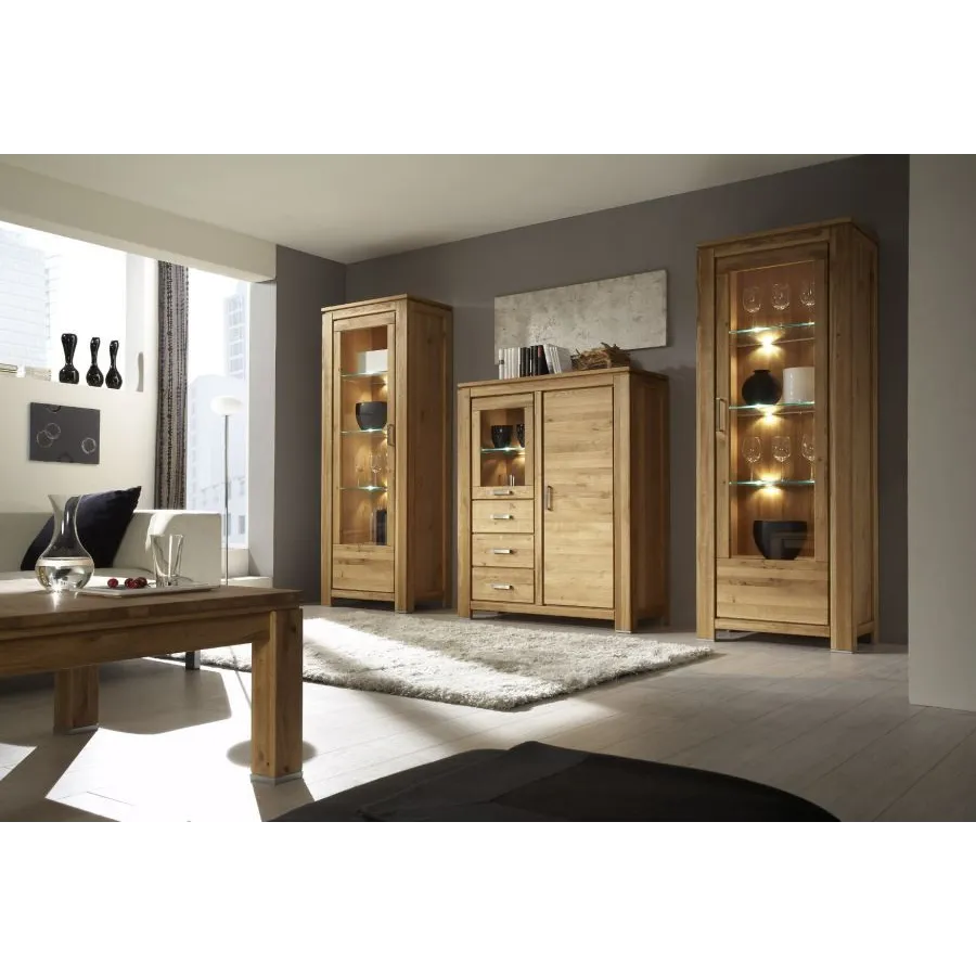 Vitrines en bois chêne massif avec porte vitrée  collection YORK