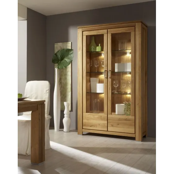 Vitrine en bois et verre 2 portes avec LED collection YORK