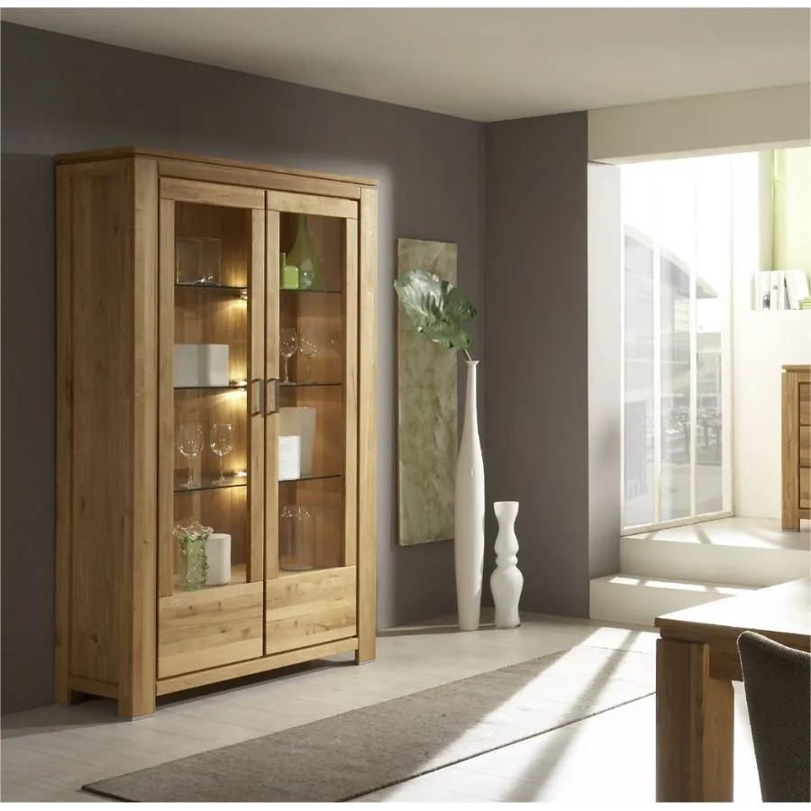 Vitrine en bois et verre pour salon collection YORK