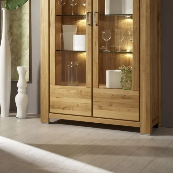 Vitrine en bois et verre 2 portes avec éclairages LED inclus collection YORK