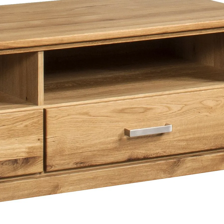 Meuble TV en chêne naturel 2 niches de rangement collection YORK