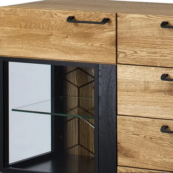 buffet bois chêne naturel et métal noir collection DIAMOND