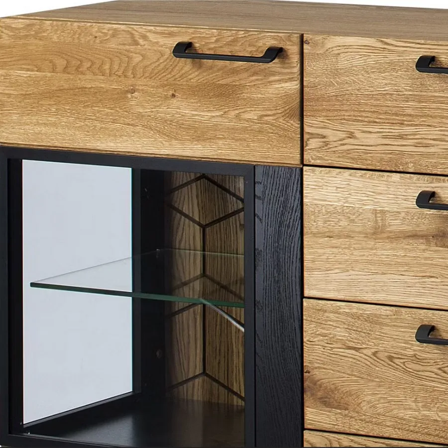 buffet bois chêne naturel et métal noir collection DIAMOND