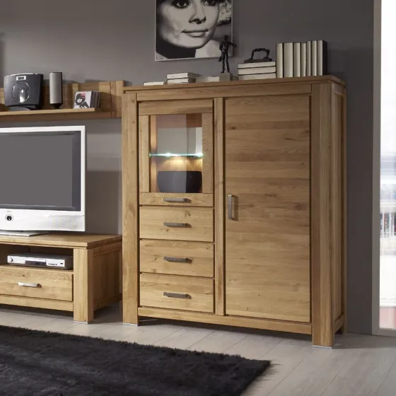 Buffet vaisselier en bois avec éclairage LED inclus collection YORK