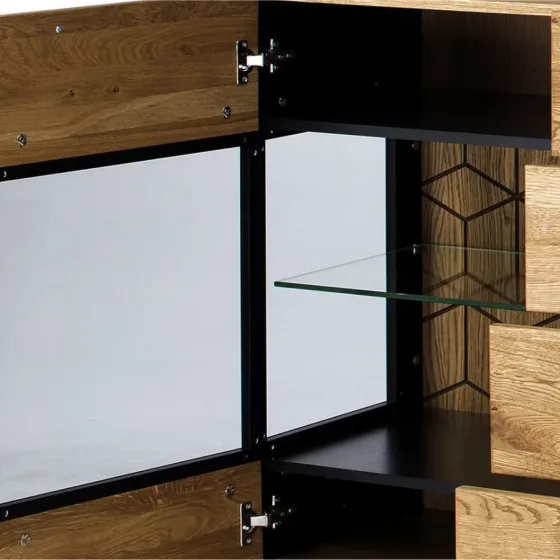 buffet bois et métal  avec portes vitrées  collection DIAMOND