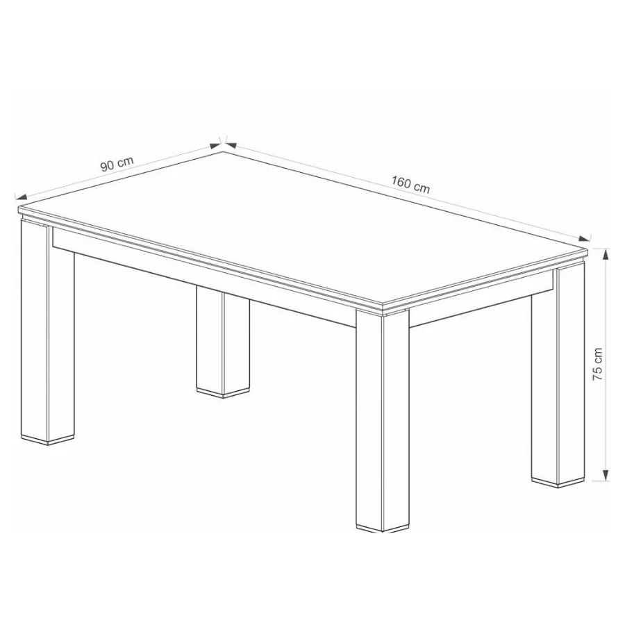 Table à manger bois York 160x90 cm collection YORK
