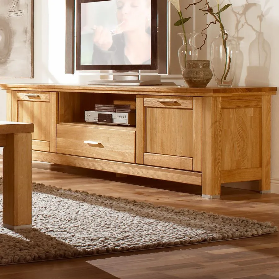 Meubles TV chêne massif avec 3 tiroirs collection ROMA
