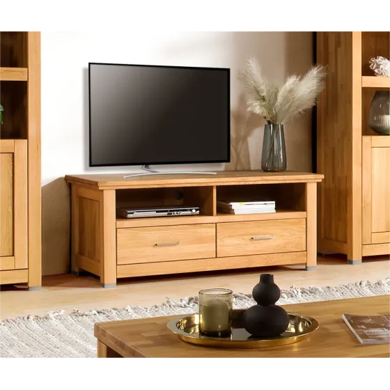 Meuble TV en bois chêne massif pour home-cinéma collection ROMA