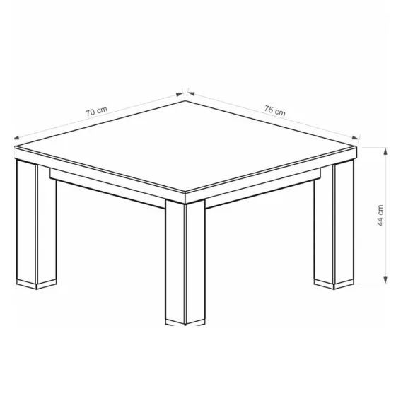 Table basse en chêne massif carre 75x75 cm collection ROMA