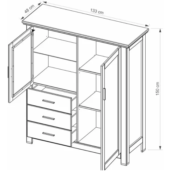 Vaisselier en bois massif avec 5 niches de rangement collection ROMA