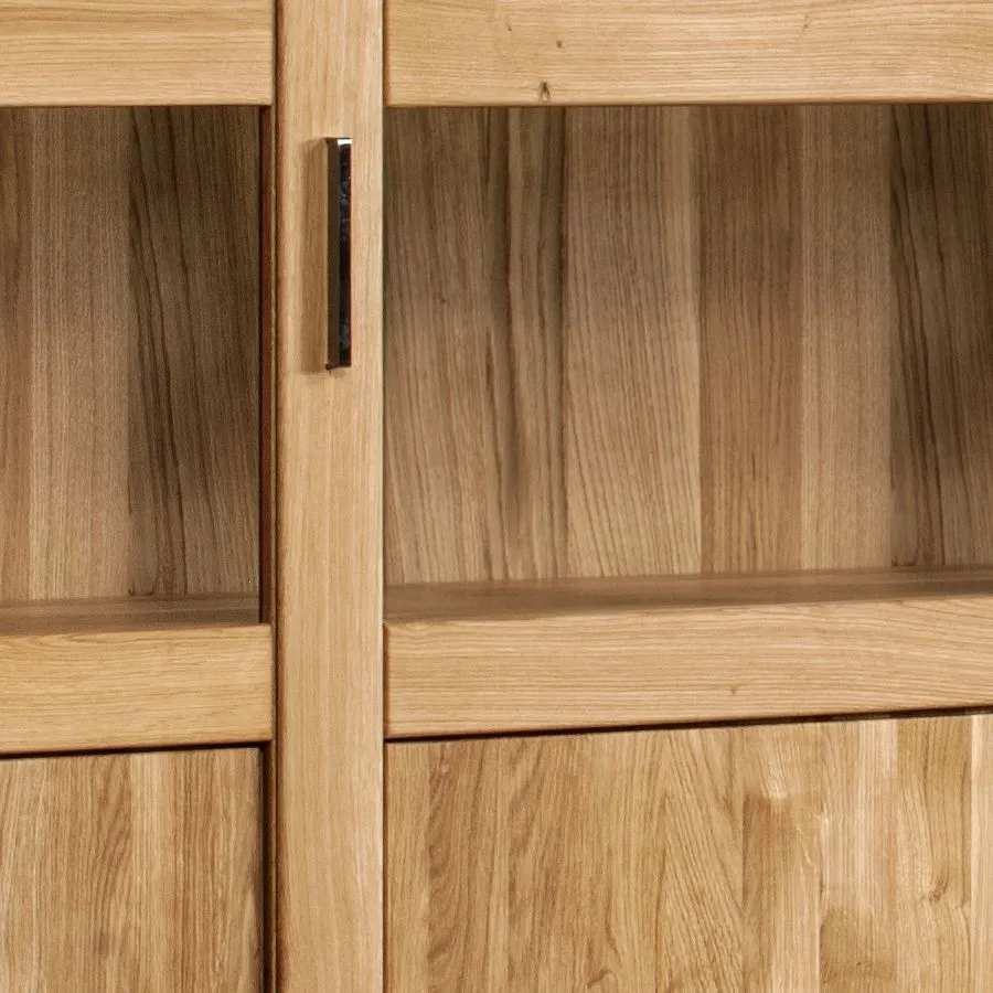 Vaisselier en bois avec portes vitrées et poignées en métal collection ROMA